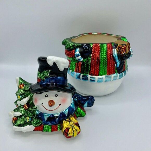 DAVIDS COOKIES Snowman Metallic Cookie Jar - Picture 9 of 10